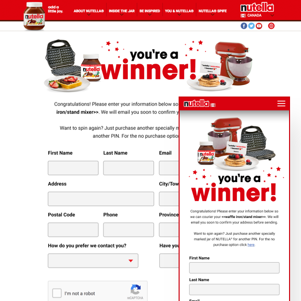 Nutella Contest Website Nutella Contest Website